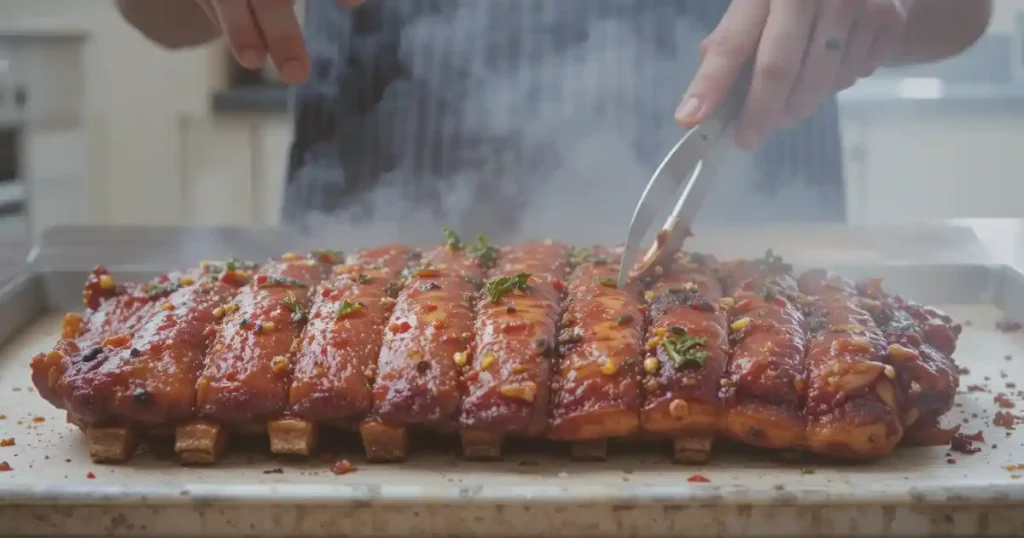 Grilled chicken ribs with a caramelized glaze and tender texture