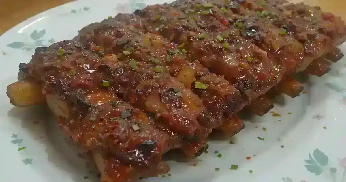 Grilled chicken ribs with a caramelized glaze and tender texture