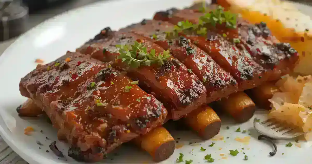 Grilled chicken ribs with a caramelized glaze and tender texture