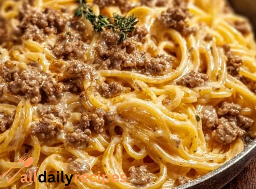 Creamy Garlic Butter Pasta with Ground Beef