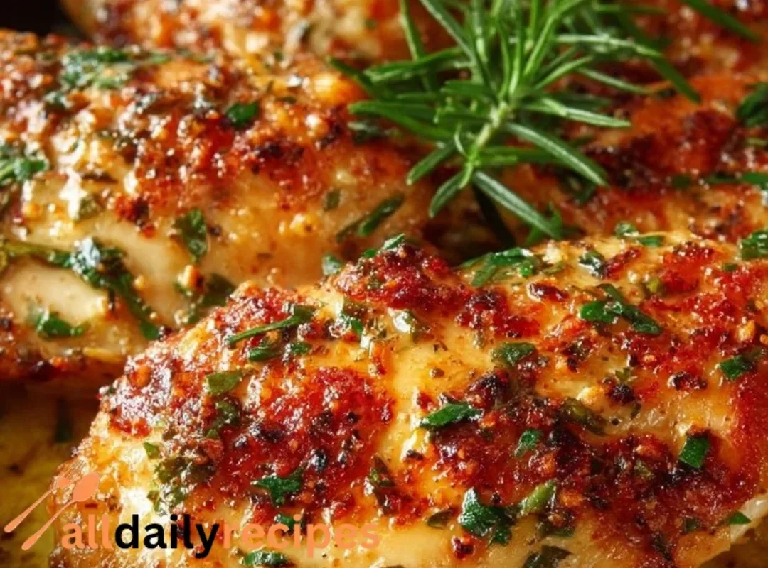 Delicious melt in your mouth chicken garnished with herbs and spices