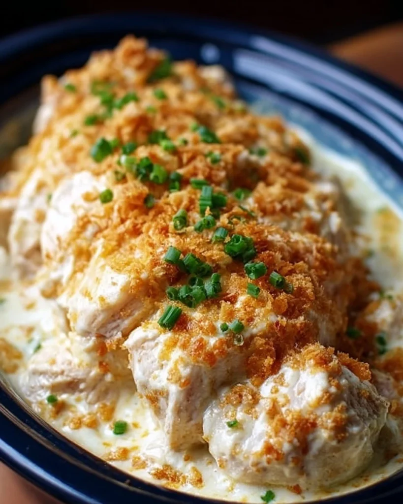 Delicious slow cooker cream cheese crack chicken dish on a plate