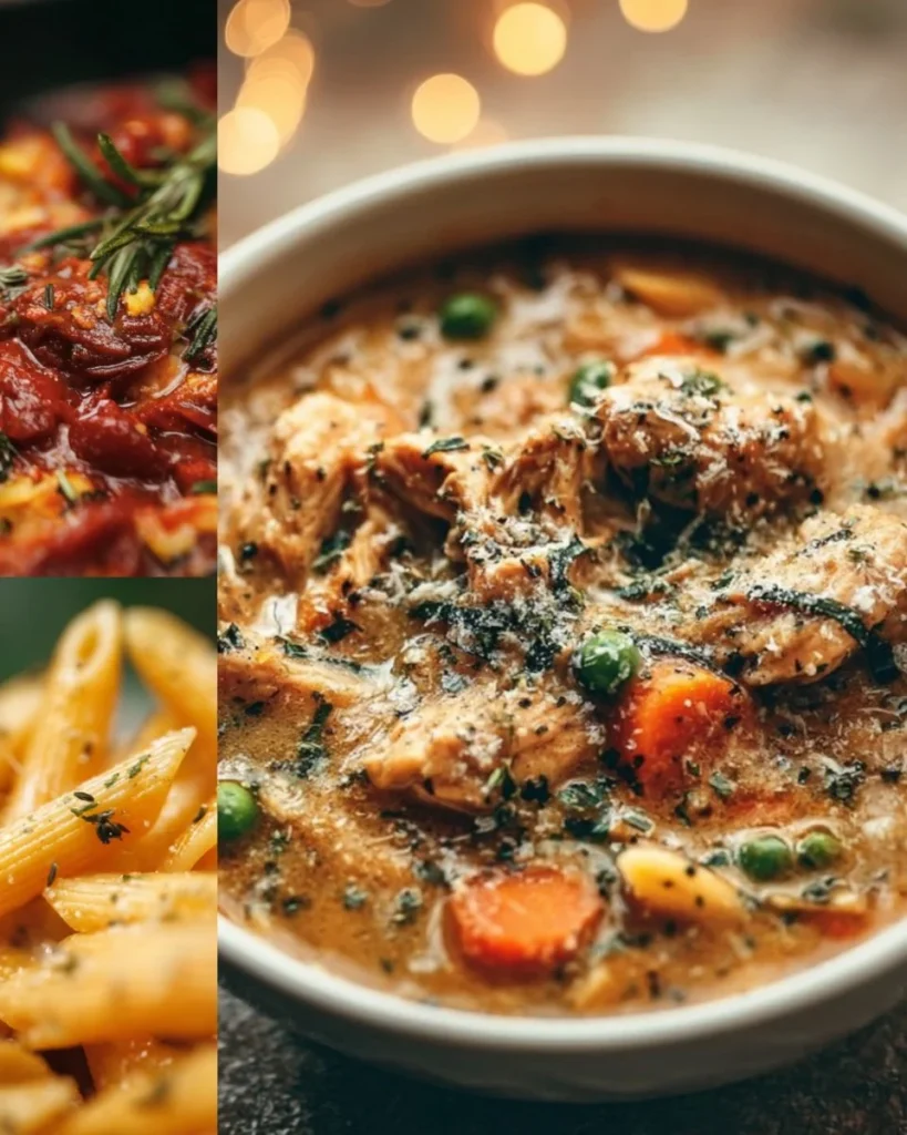 A cozy fall crockpot dinner featuring warm, comforting dishes.