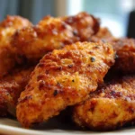 Crispy air fryer chicken served with fresh herbs and a side of vegetables.