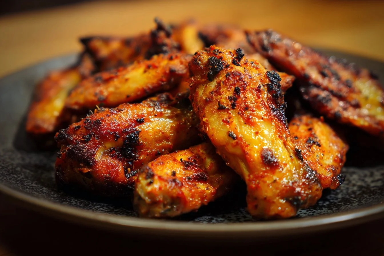 Crispy air fryer chicken wings served with dipping sauce