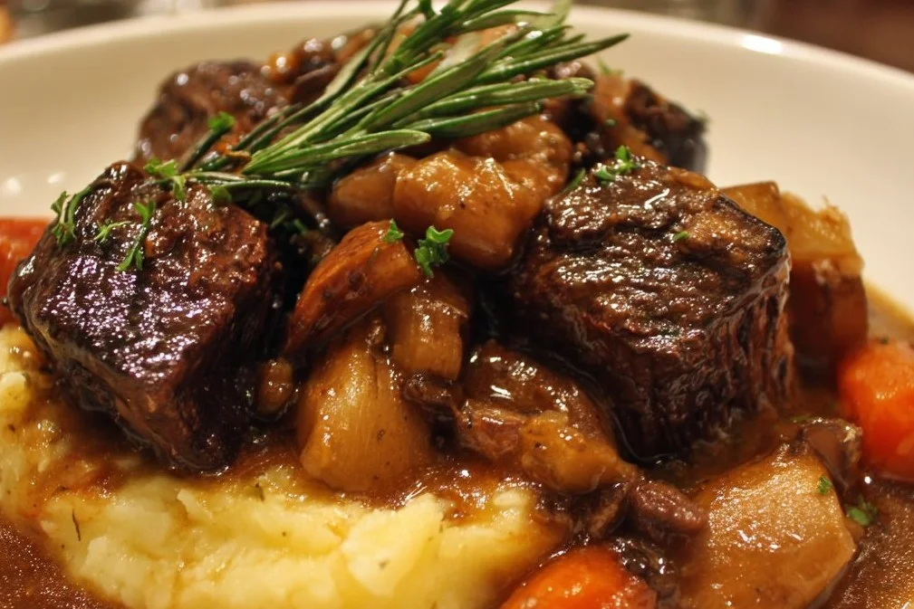 A variety of beef dinner recipes beautifully presented on a dining table.