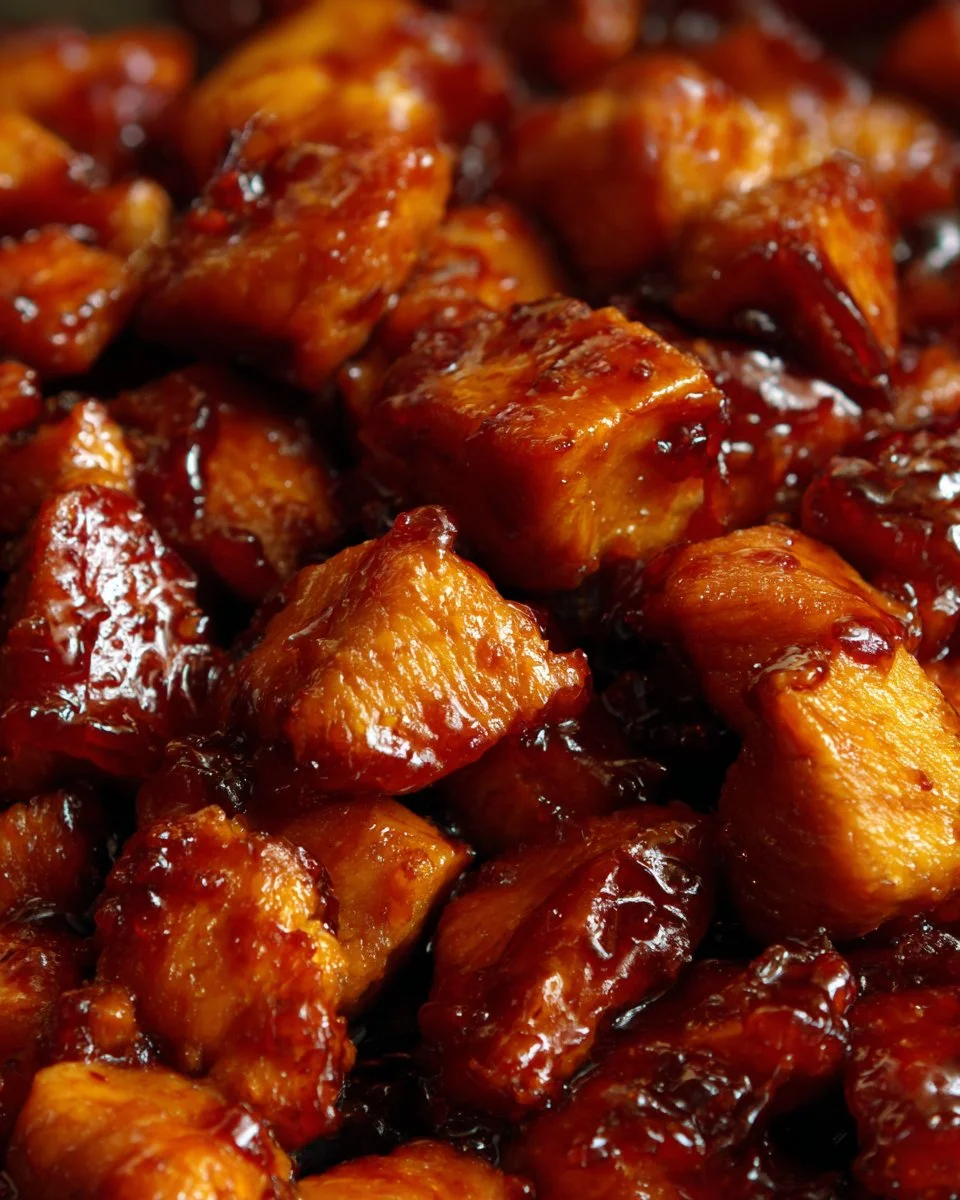 Deliciously cooked Bourbon Chicken served with rice and green vegetables