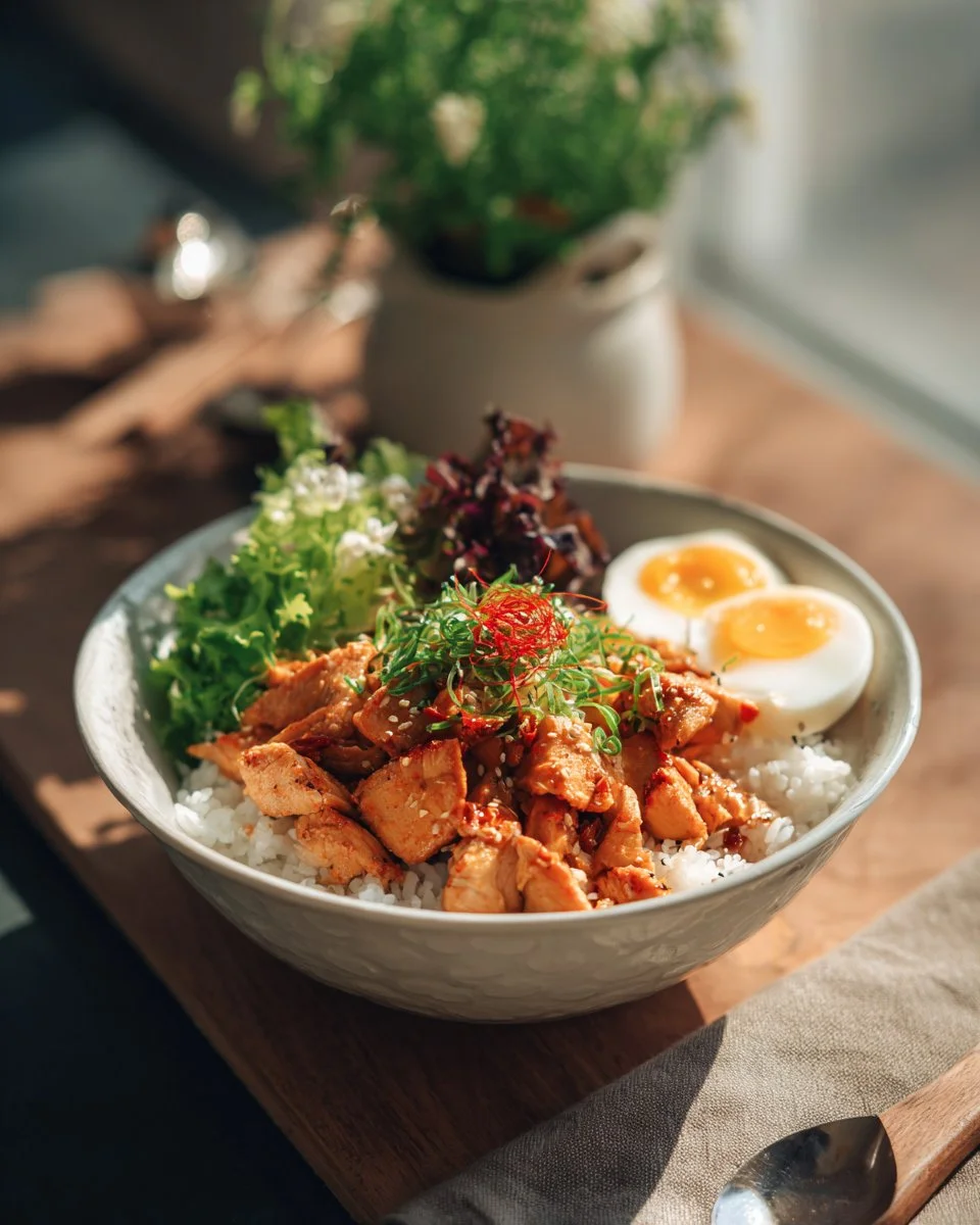 A vibrant Chicken Bowl filled with fresh vegetables and grilled chicken.
