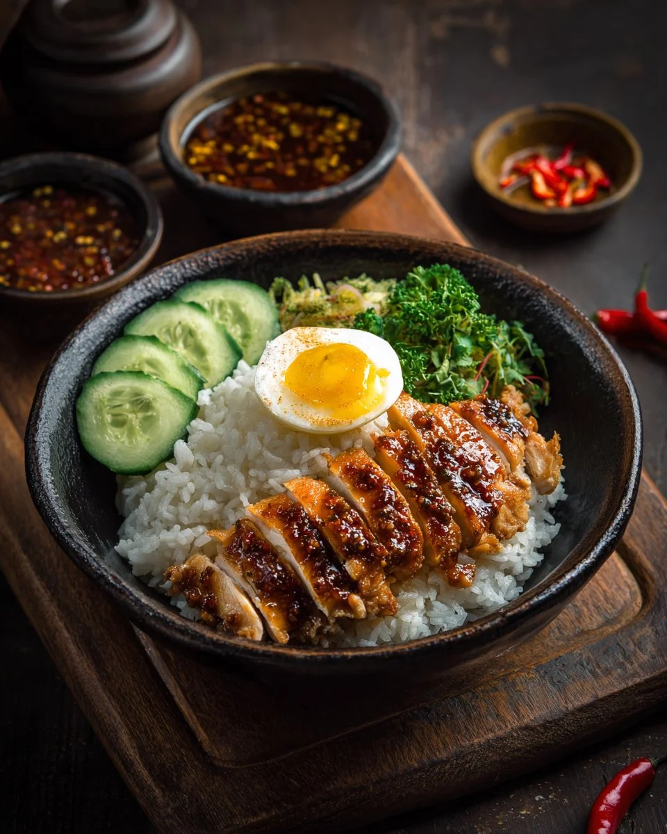 Delicious Chicken Rice Bowl with tender chicken and flavorful rice