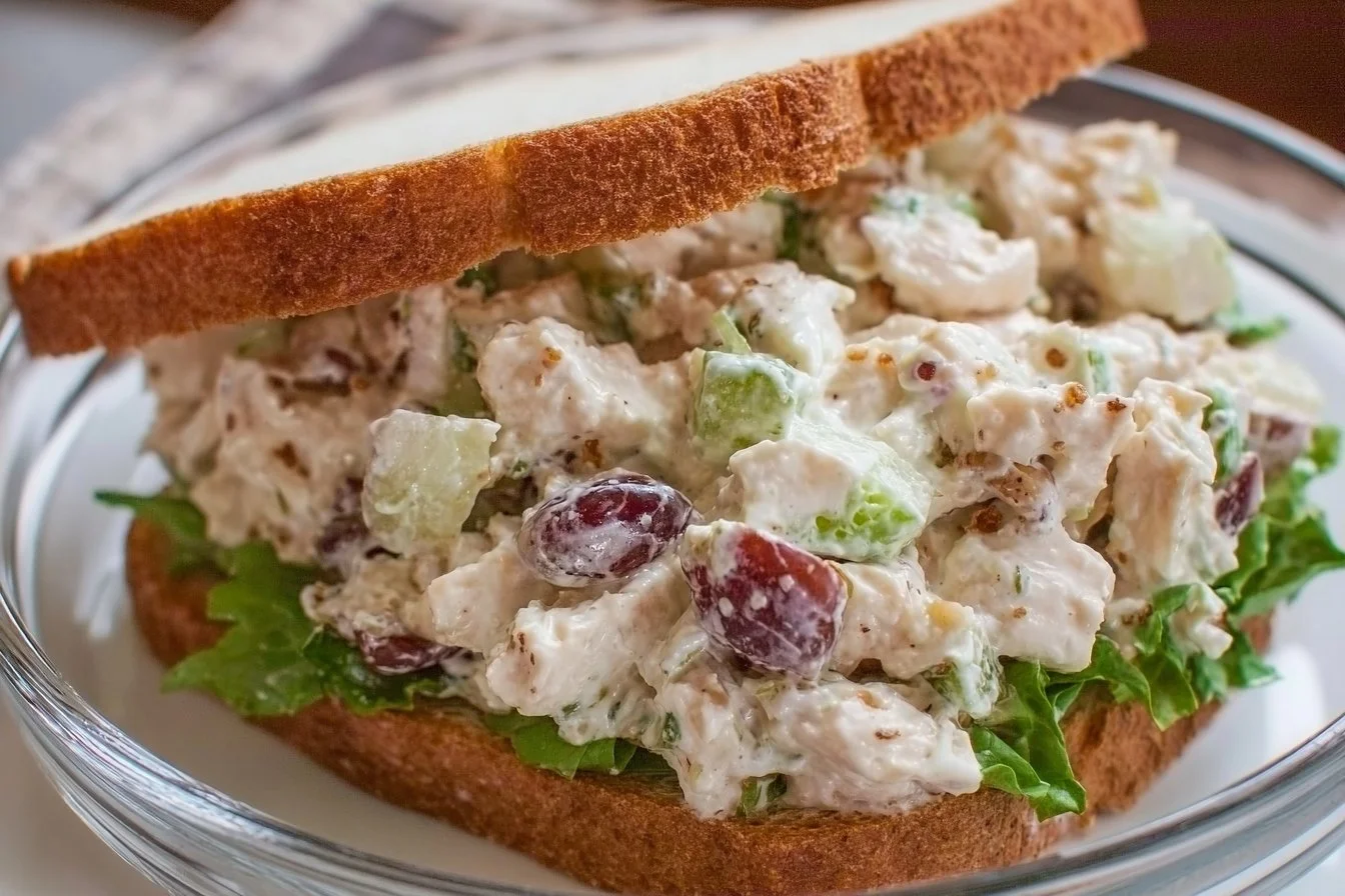 Delicious Chicken Salad Sandwich served with fresh lettuce and tomatoes