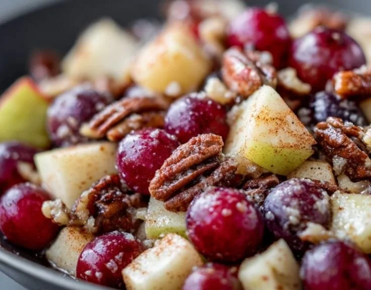 Fresh Cinnamon Apple Grape Salad with vibrant fruits and a sprinkle of cinnamon