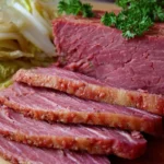 Delicious corned beef and cabbage dish served with seasoning