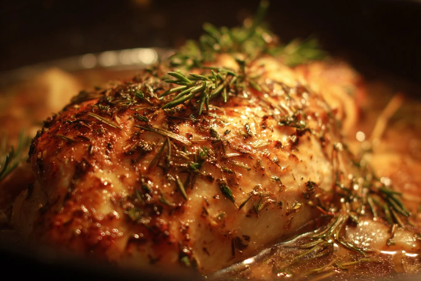 Tender Crockpot chicken breast served with vegetables on a plate.