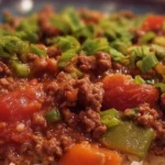 Cooked ground beef served in a hearty dinner recipe