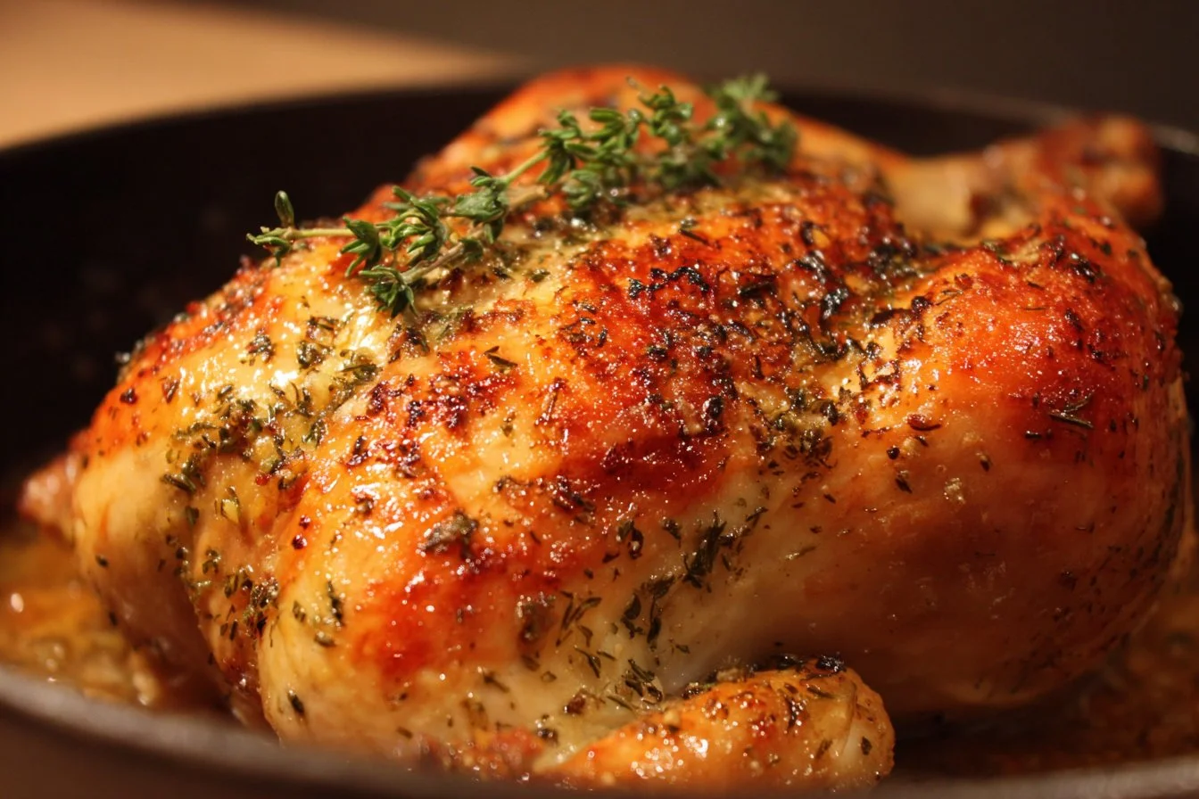 Delicious easy baked chicken served with vegetables on a plate