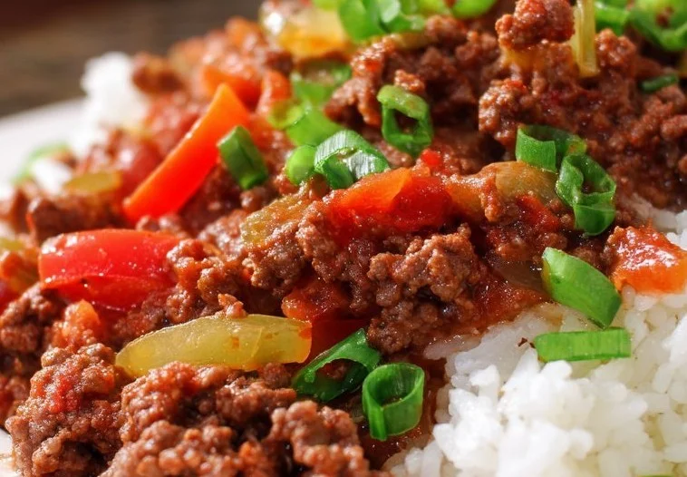 Easy ground beef recipe cooked and served in a skillet
