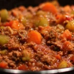 Delicious ground beef crockpot meal ready to serve.