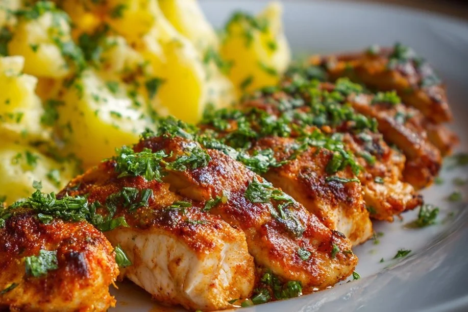 Delicious and healthy chicken dinner plate with vegetables