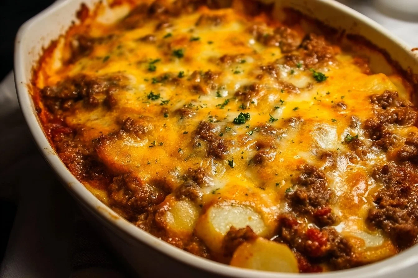 Image of Hobo Casserole with Ground Beef, a hearty one-pan dish.