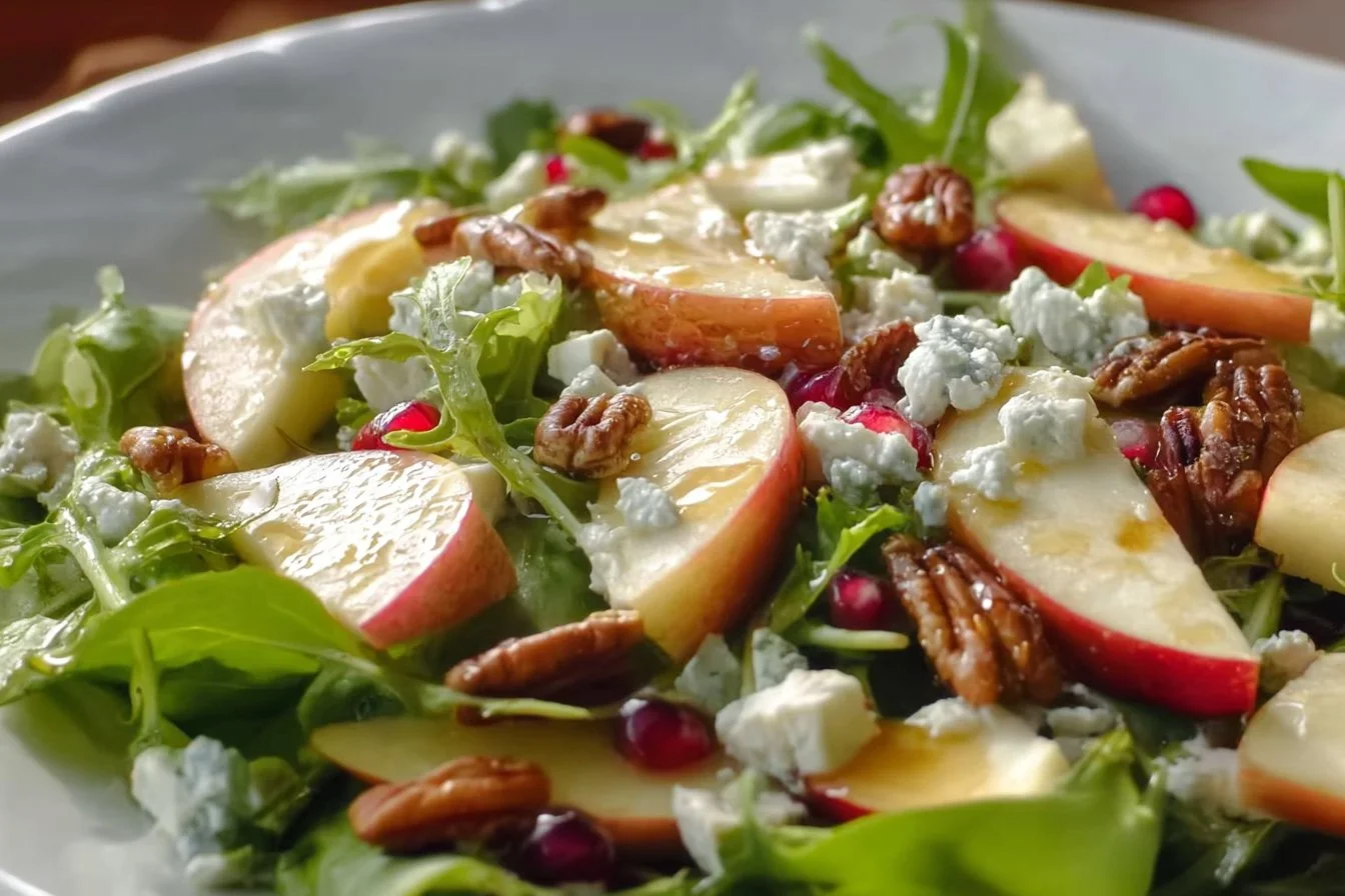 Honeycrisp Apple and Feta Salad with fresh greens and nuts