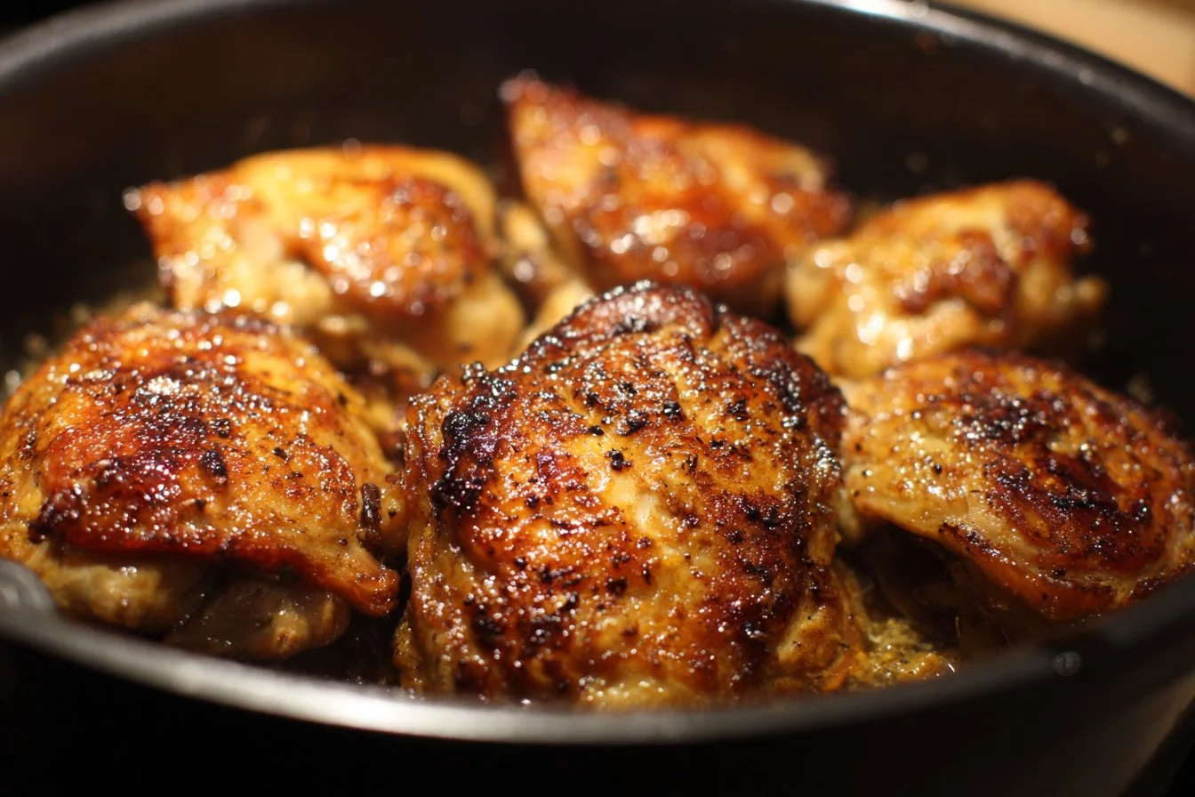 Delicious Instant Pot chicken thighs ready to serve with herbs and spices