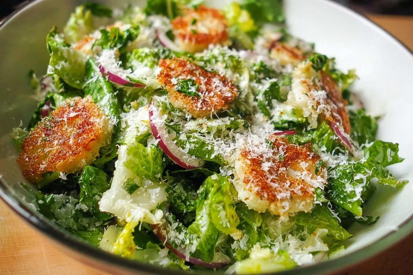 Lemon Parmesan Salad with fresh greens and grated cheese