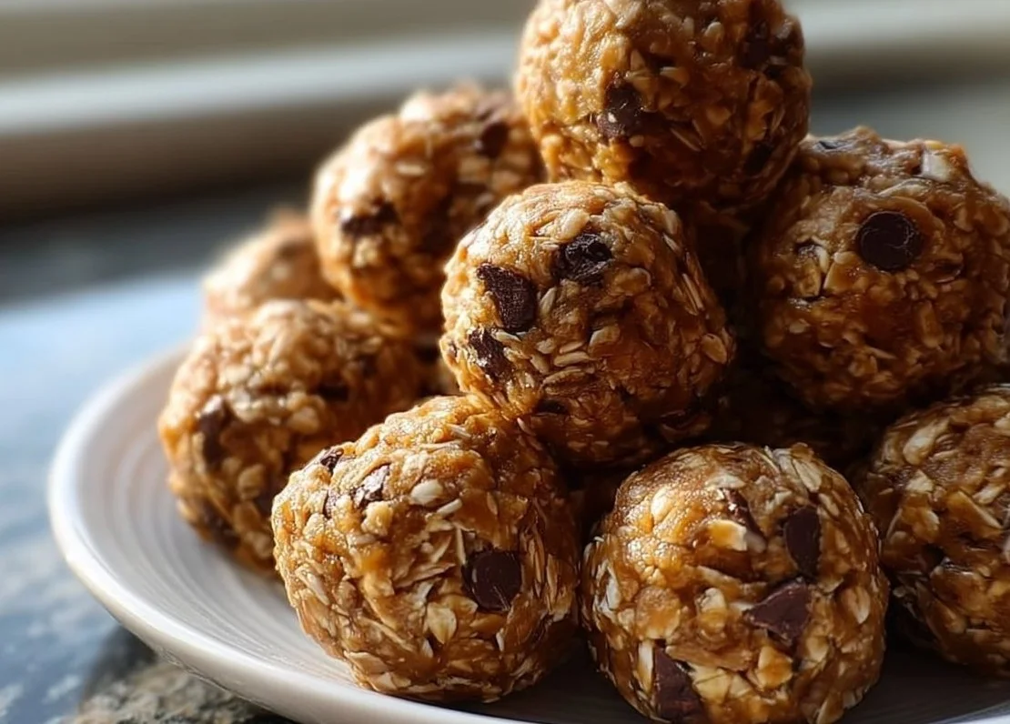 Delicious no-bake peanut butter energy bites ready for a healthy snack.