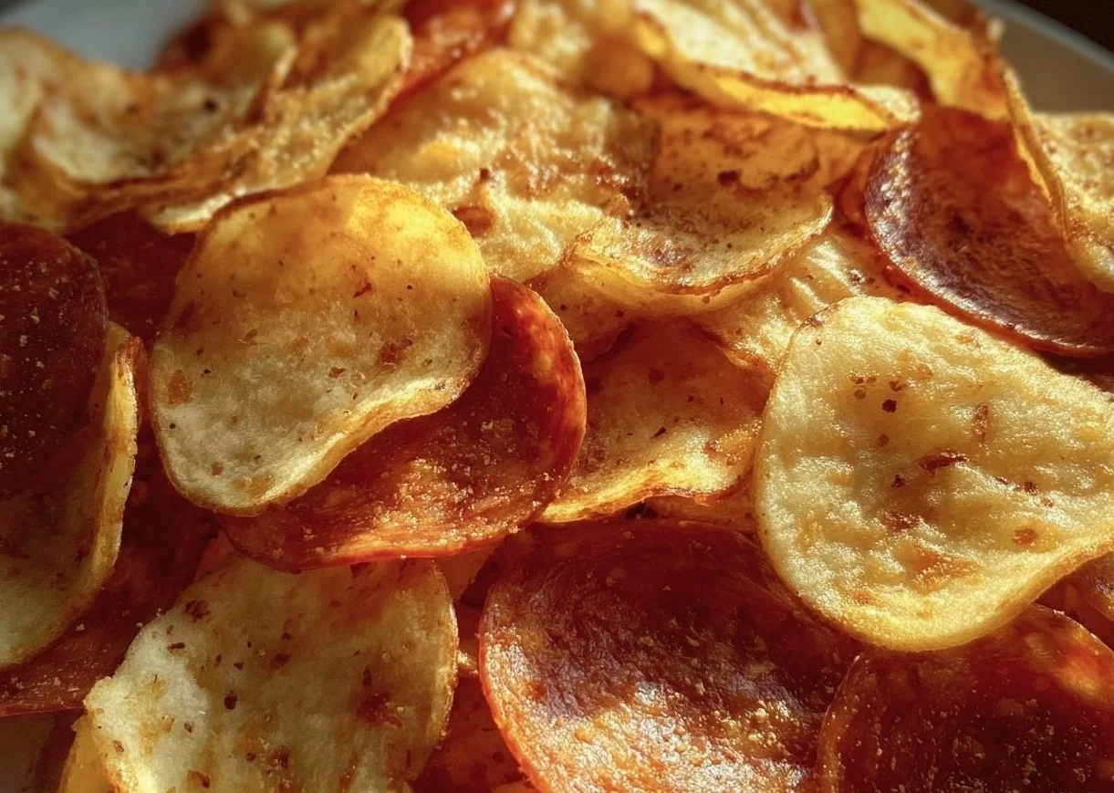 Delicious homemade chips ready to enjoy.