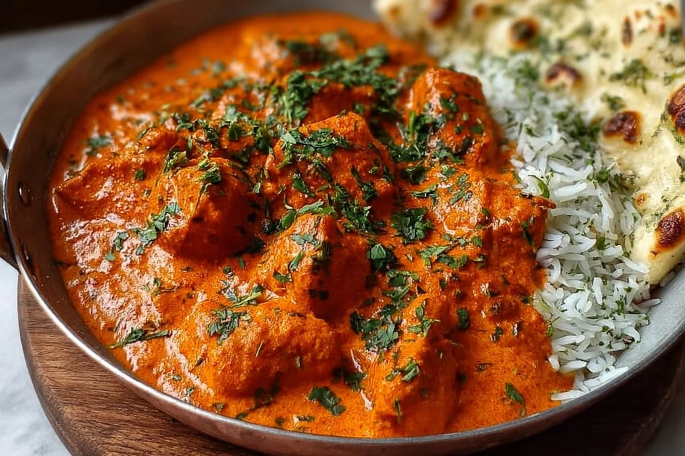 Quick and easy homemade butter chicken served with rice