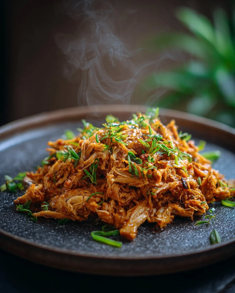 Delicious shredded chicken dish ideal for tacos and sandwiches