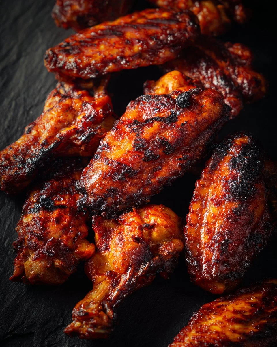 Delicious smoked chicken wings served on a platter.