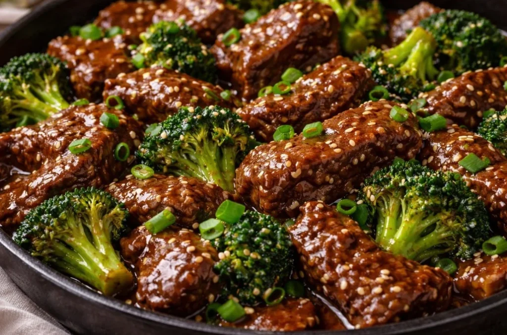 Delicious Beef and Broccoli dish served with tender beef and fresh green broccoli