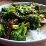 Stir-fried beef broccoli with vibrant greens in a savory sauce.