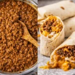 Delicious beef burritos filled with seasoned beef and fresh toppings.