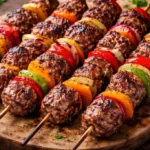 Delicious beef kabobs skewers grilled to perfection.