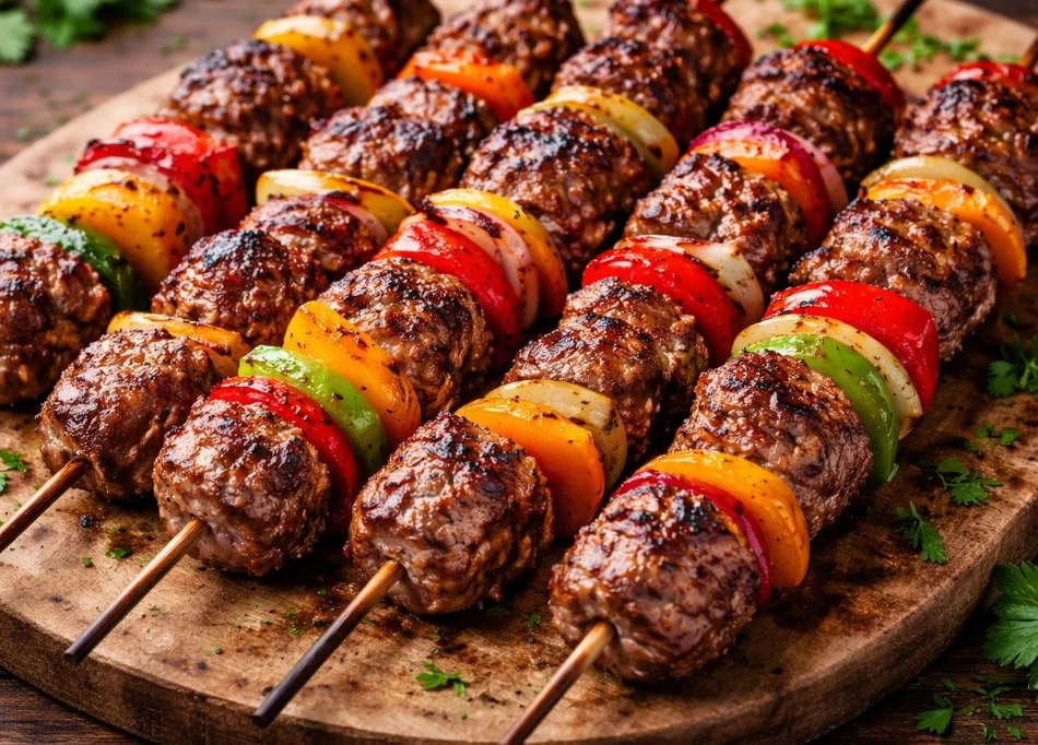 Delicious beef kabobs skewers grilled to perfection.