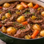 Delicious homemade Beef Pot Roast served with vegetables