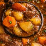 Delicious homemade beef stew with tender meat and fresh vegetables
