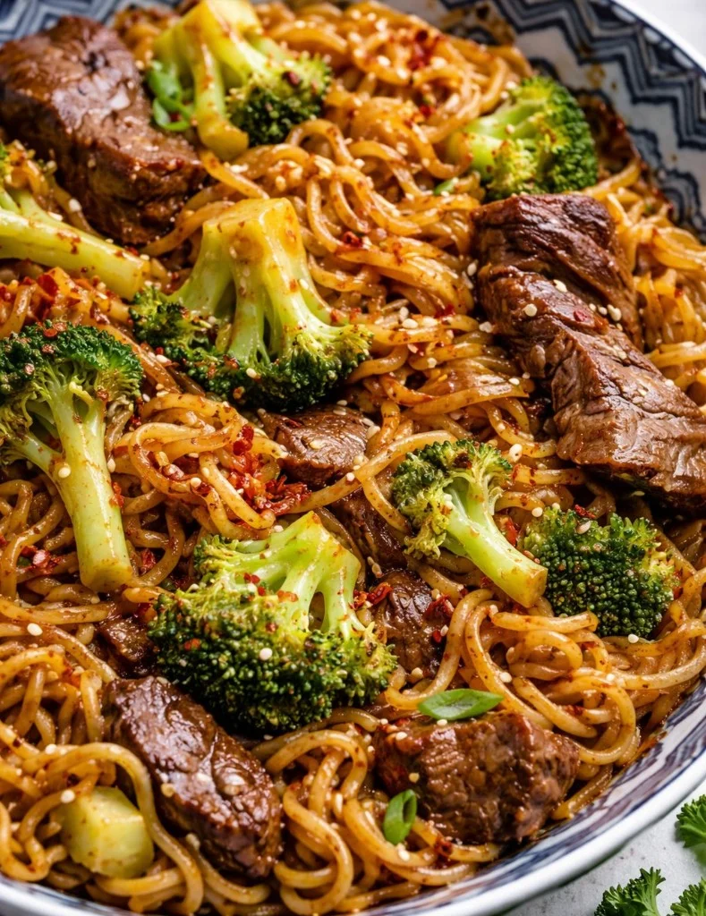 Colorful beef stir-fry with vegetables served on a plate