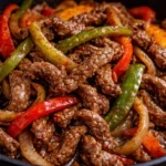 Hearty beef stir-fry with succulent beef strips and colorful vegetables
