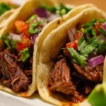Delicious beef tacos served with fresh toppings and garnishes