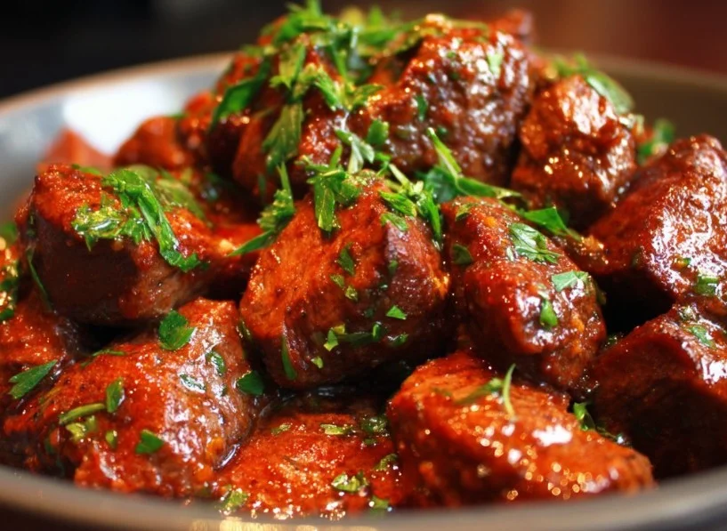 Savory beef tips served over creamy mashed potatoes.