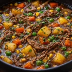 Delicious bowl of Beef Vegetable Soup with fresh vegetables and tender beef chunks