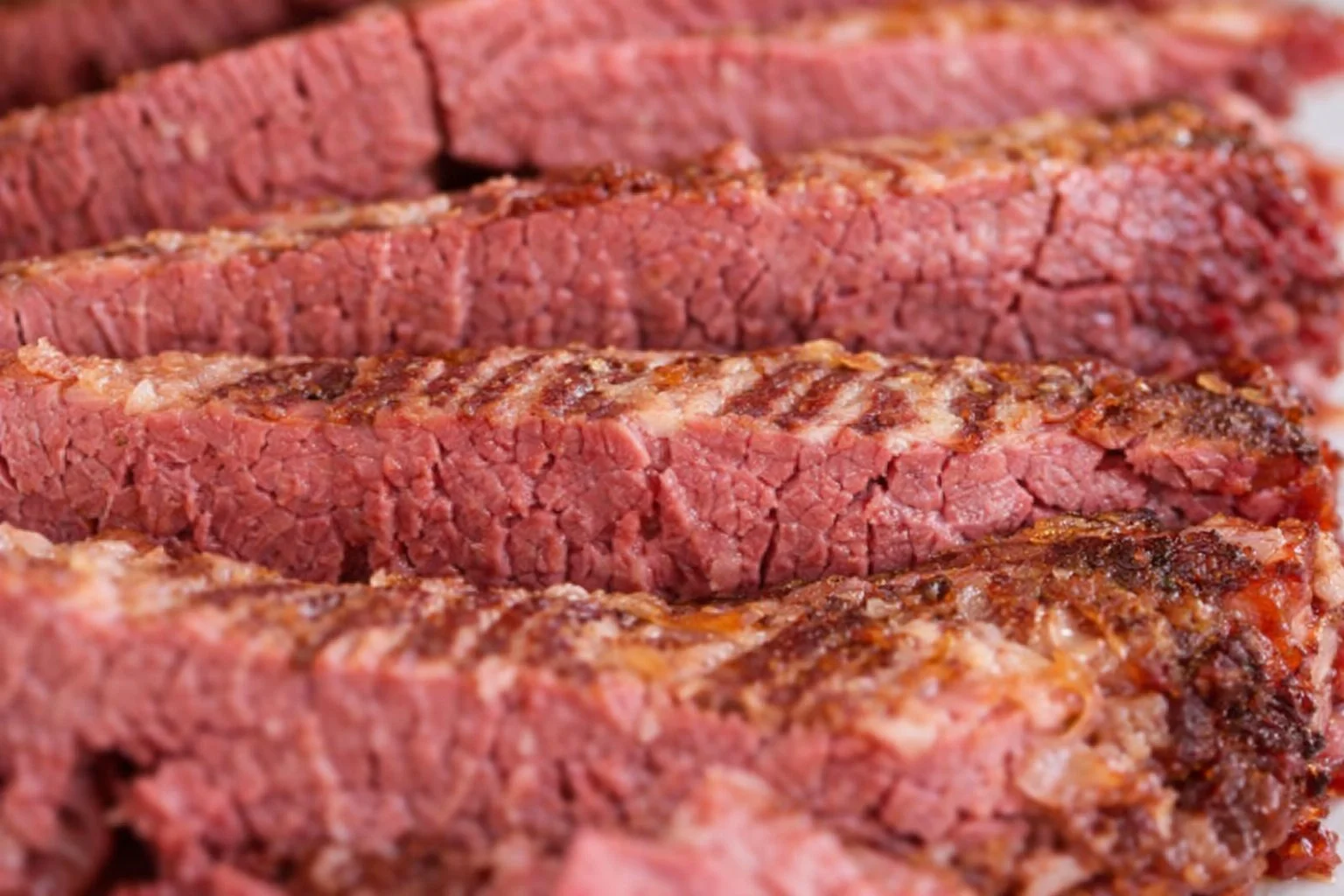 Delicious corned beef ready for sandwich preparation