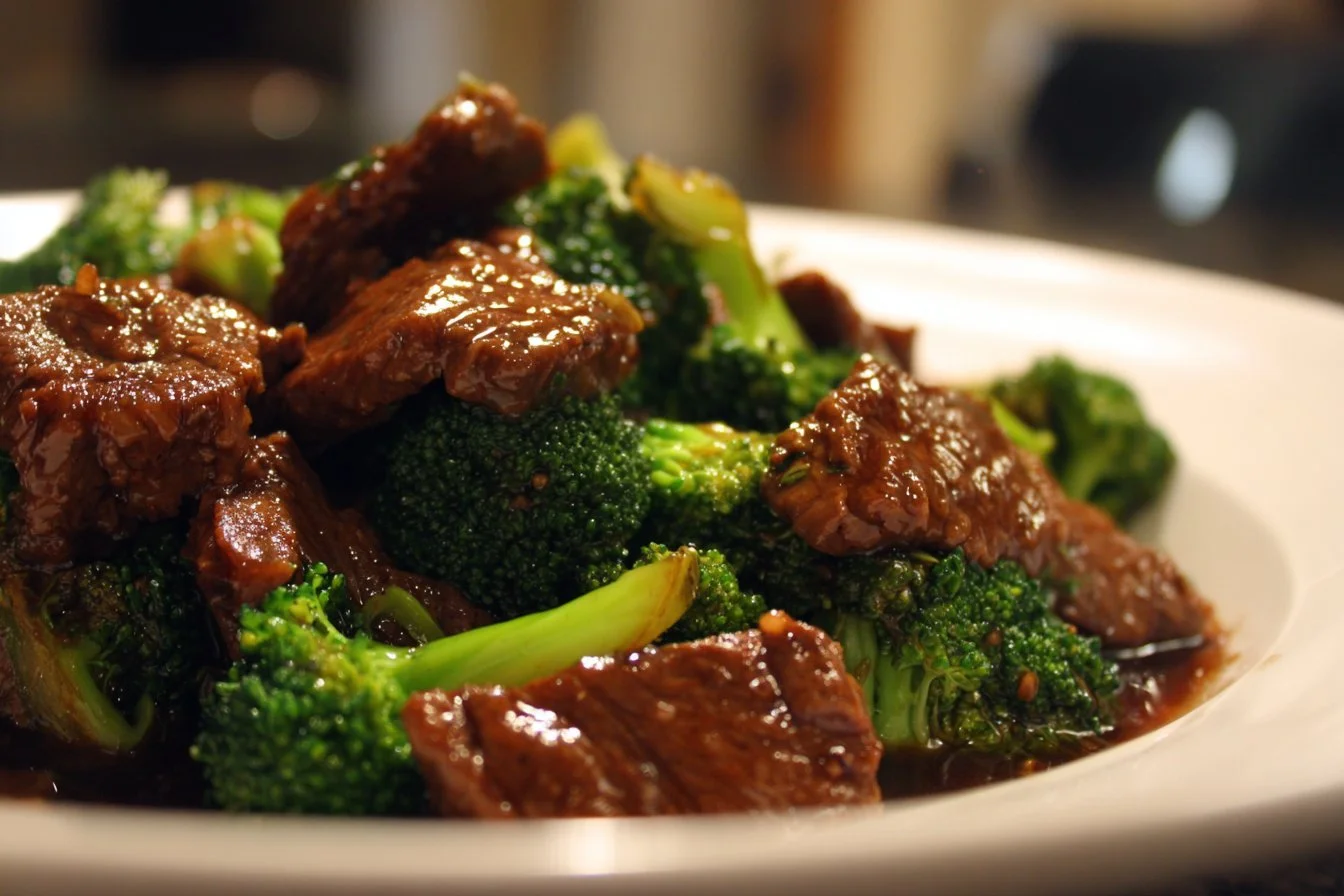 Crockpot Beef and Broccoli dish with tender beef and vibrant broccoli