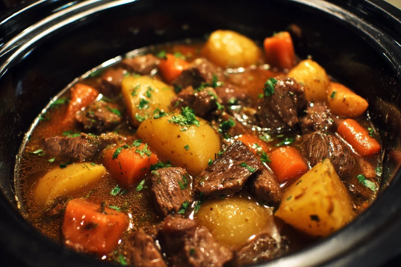Delicious Crockpot Beef Stew with tender beef and fresh vegetables