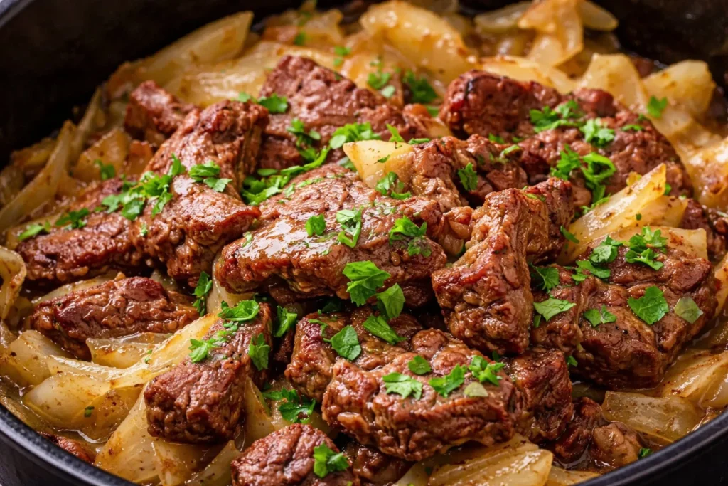 Tender Crockpot corned beef and cabbage dish served on a plate