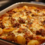 Delicious homemade ground beef casserole fresh out of the oven