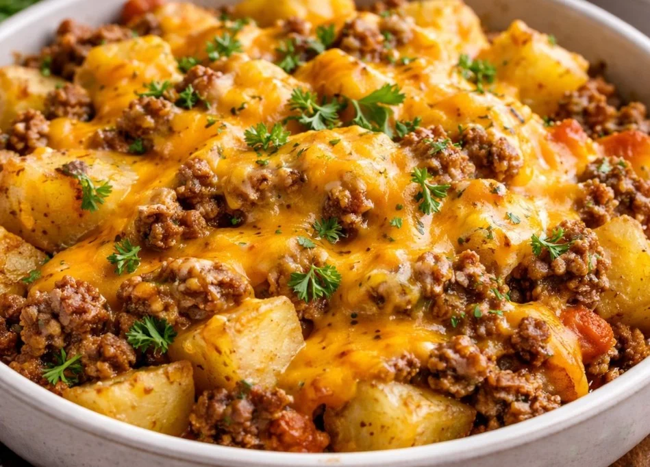 Plate of tasty ground beef dinner recipes with fresh ingredients