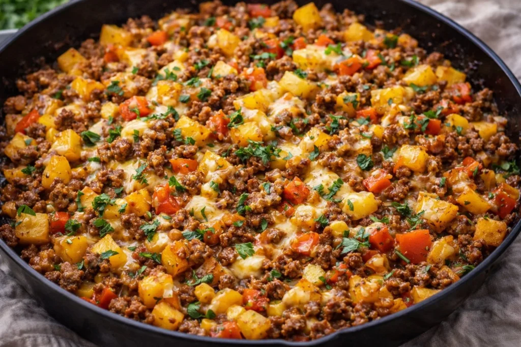 A variety of delicious ground beef dishes served on a table.